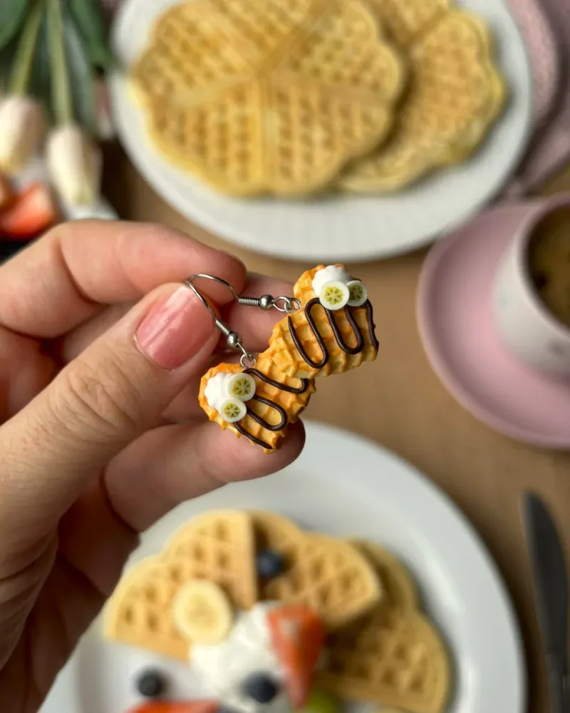Banánové waffle (visací náušnice)