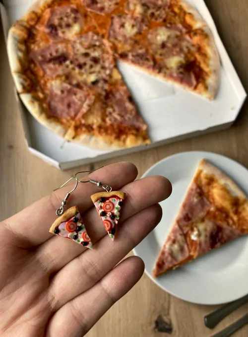 Pizza šunka-sýr-klasika (visací náušnice)