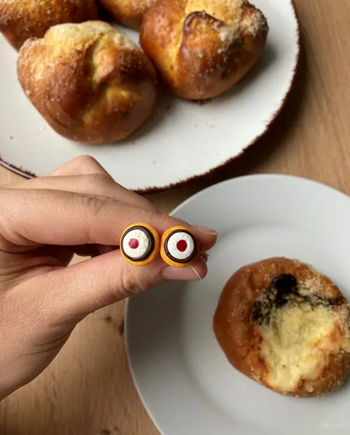 Koláče (povidla, tvaroh, marmeláda) (peckové náušnice)