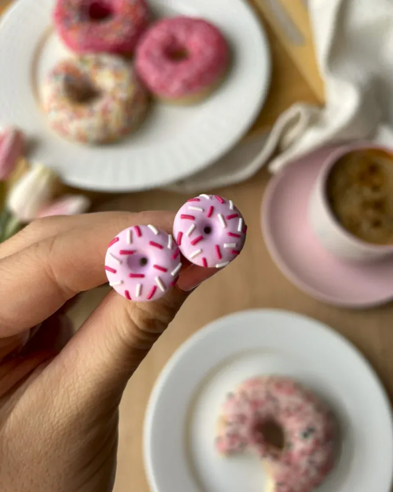 Donuty růžové (peckové náušnice)