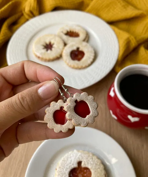 Linecká kolečka s jablíčkem (visací náušnice)