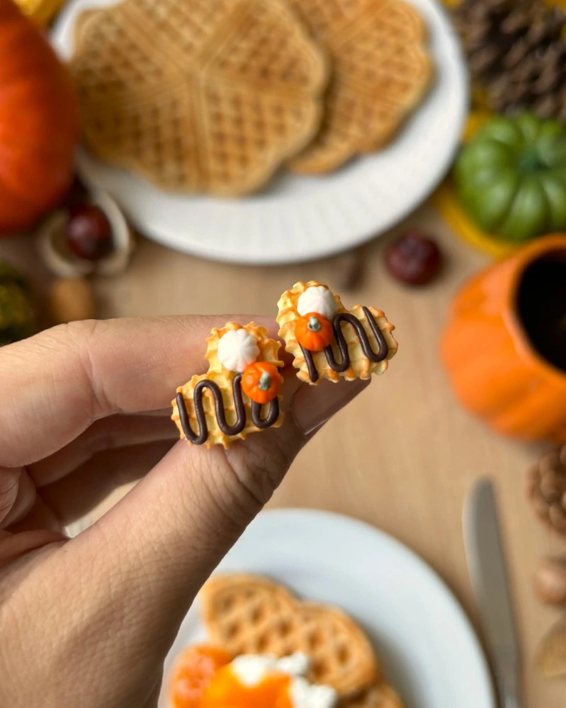 Dýňové waffle (peckové náušnice)