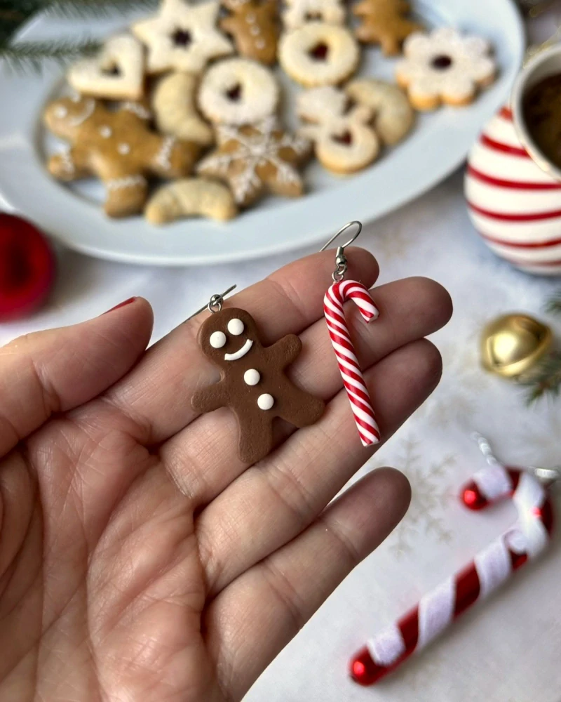 Perníček a candy cane (visací náušnice)