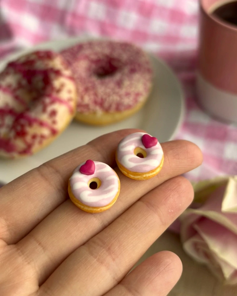 Donuty se srdíčkem (peckové náušnice)