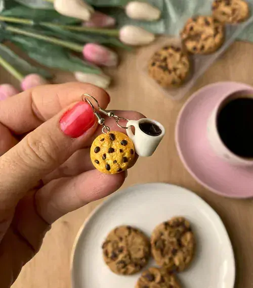 Cookies a kávička (visací náušnice)