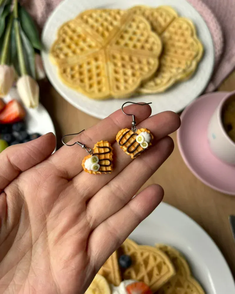 Banánové waffle (visací náušnice)