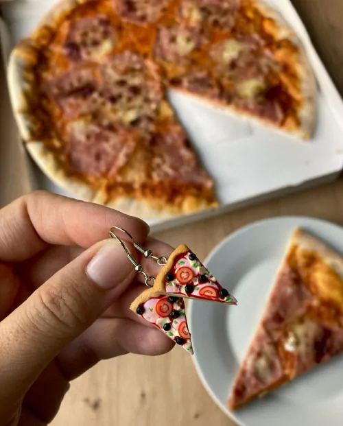 Pizza šunka-sýr-klasika (visací náušnice)