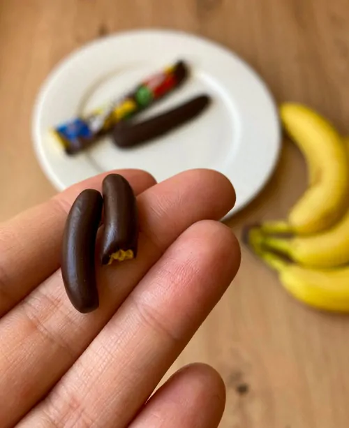 Banány v čokoládě (peckové náušnice)