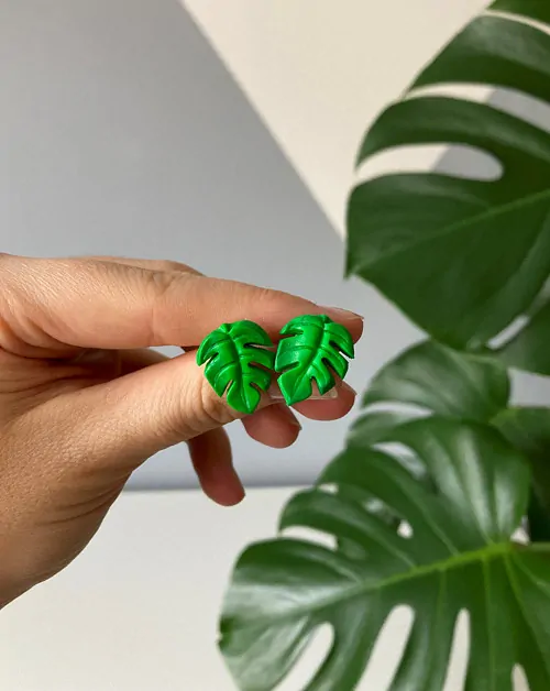 Monstera (peckové náušnice)