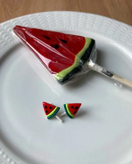 Melounová líza (peckové náušnice)