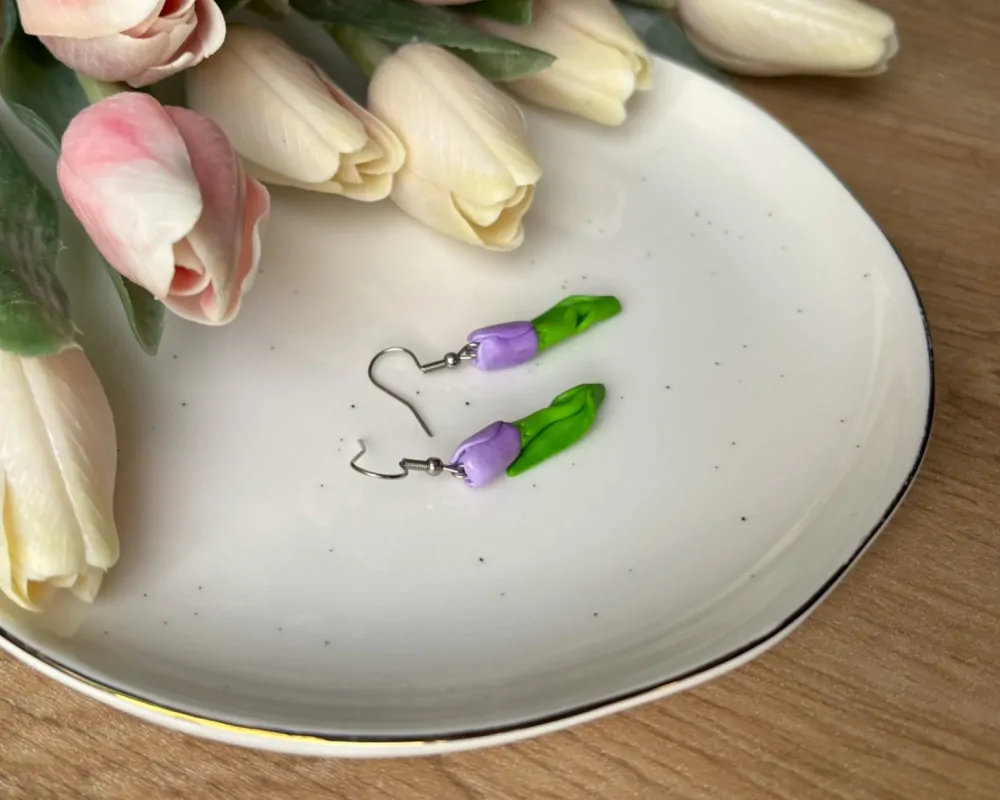 Tulipánky fialové (visací náušnice)