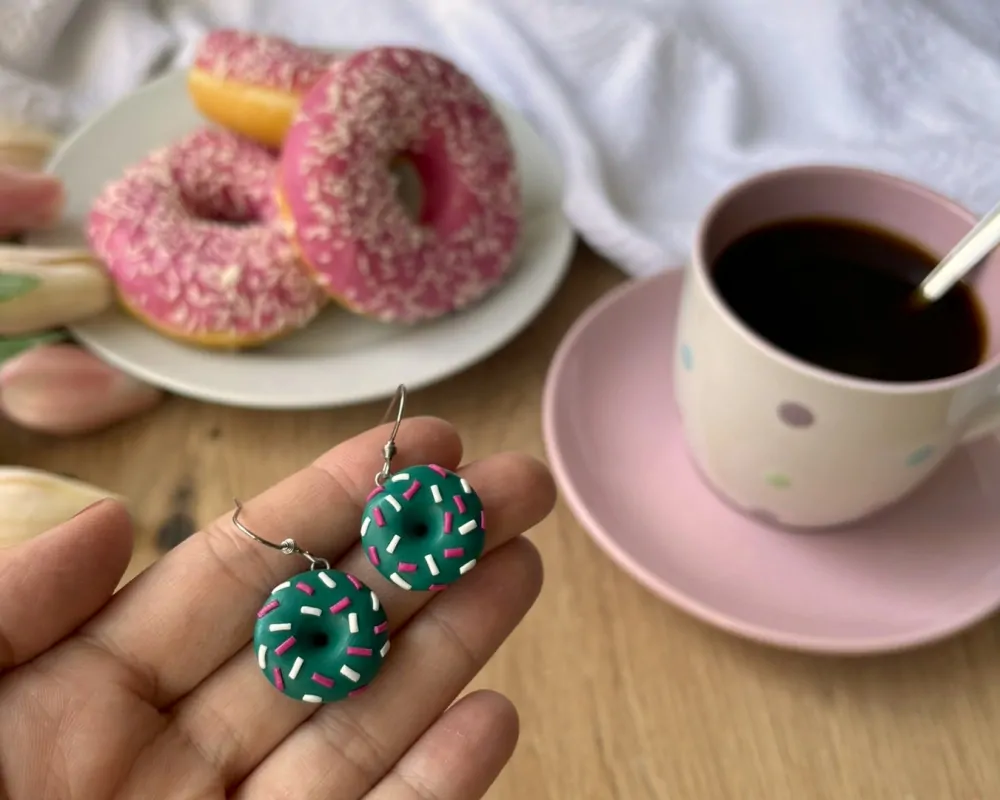 Donuty petrolejové (visací náušnice)