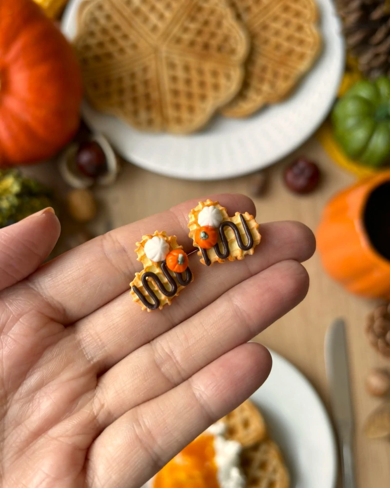 Dýňové waffle (peckové náušnice)