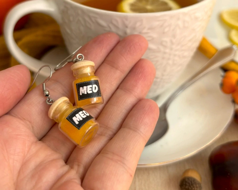 Sklenice medu (visací náušnice)