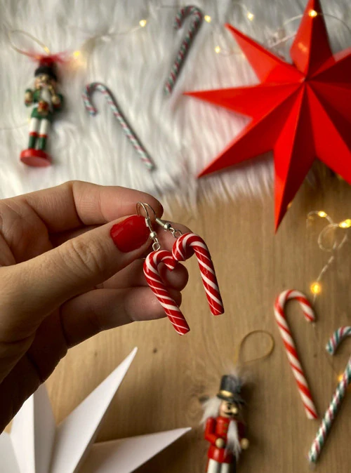 Vánoční lízátka (candy canes) II (visací náušnice)