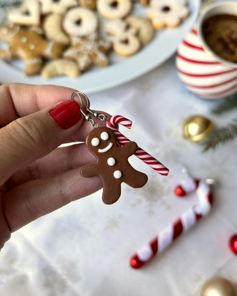 Perníček a candy cane (visací náušnice)