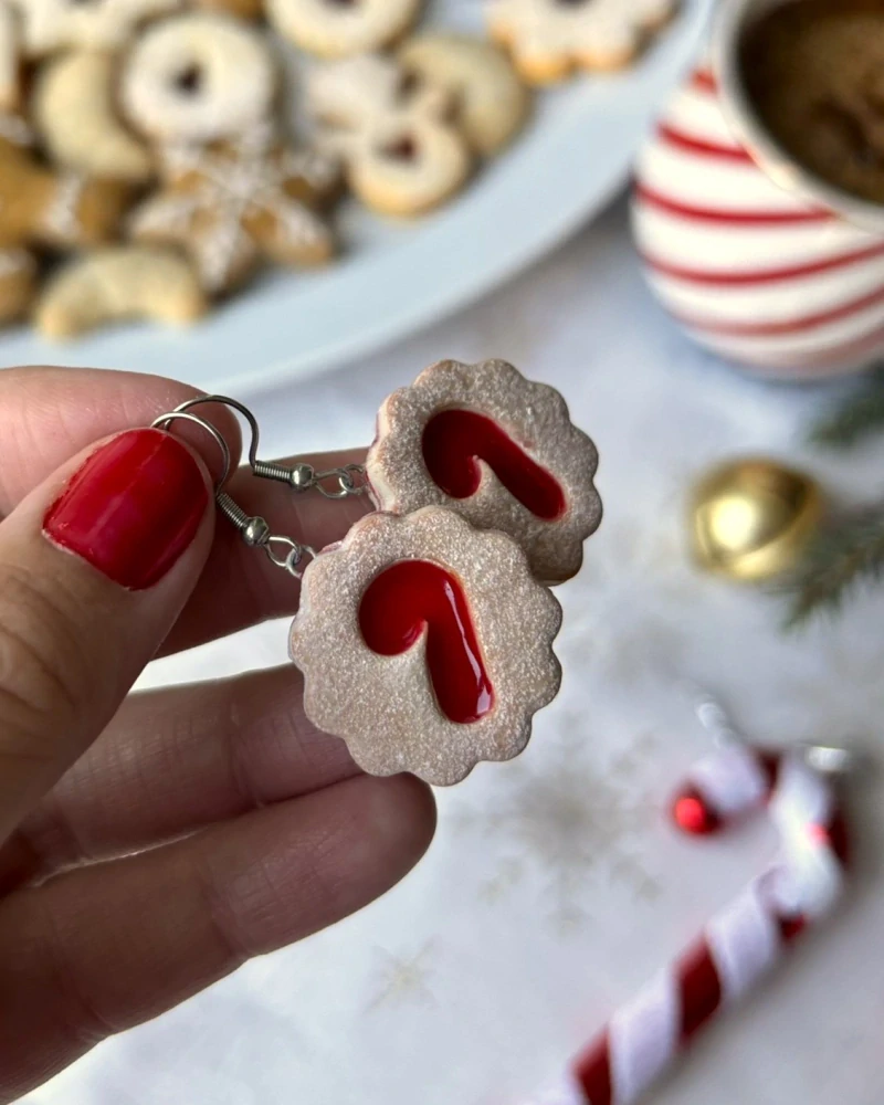 Linecké cukroví s candy cane (visací nášnice)