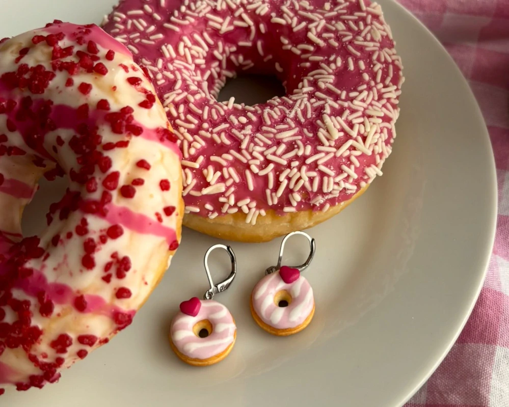 Donuty se srdíčkem (visací náušnice)