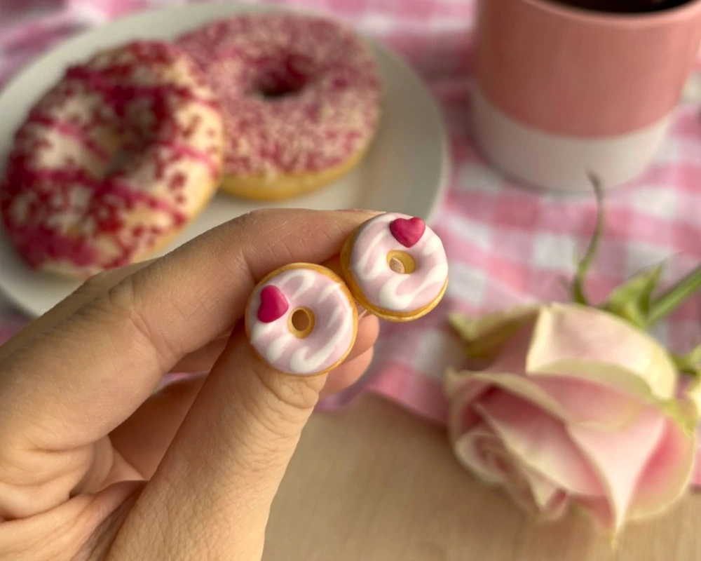 Donuty se srdíčkem (peckové náušnice)