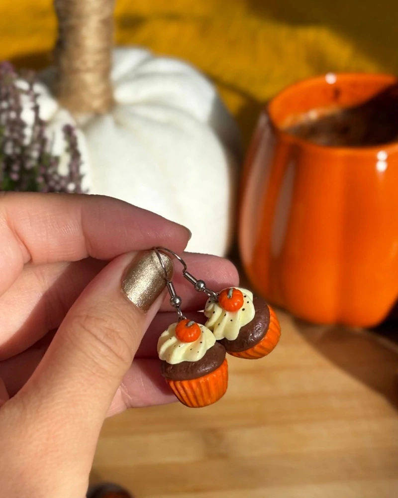 Dýňové cupcaky (visací náušnice)