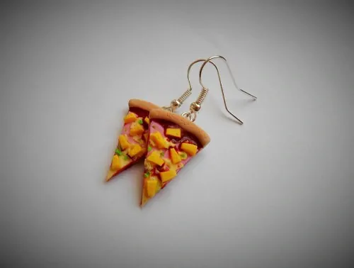 Pizza Hawai (visací náušnice)