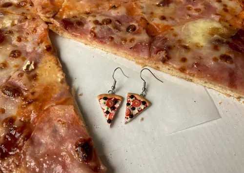 Pizza šunka-sýr-klasika (visací náušnice)