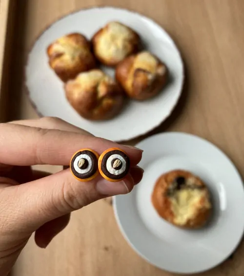 Koláče (povidla a tvaroh v kruhu) (peckové náušnice)