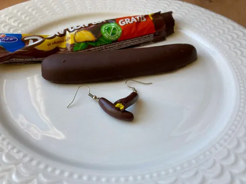 Banány v čokoládě (visací náušnice)