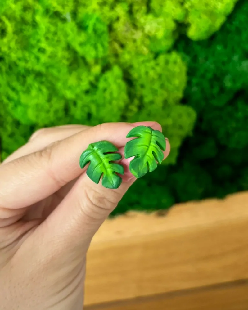 Monstera (peckové náušnice)