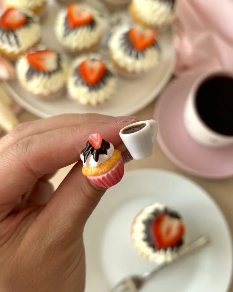 Náušnice DEWEWE cupcake a káva (peckové náušnice)