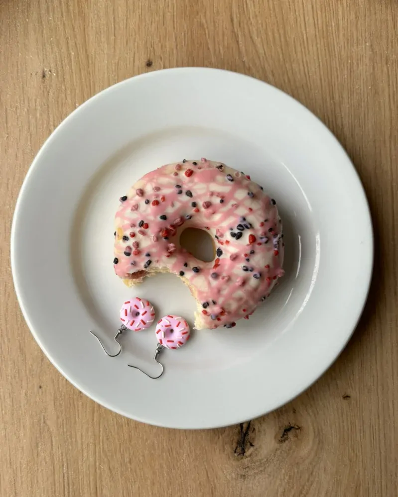 Donuty růžové (visací náušnice)