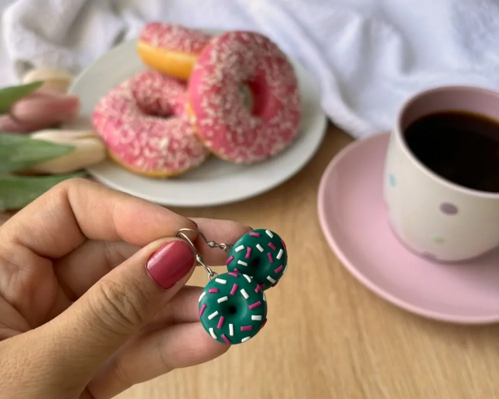 Donuty petrolejové (visací náušnice)