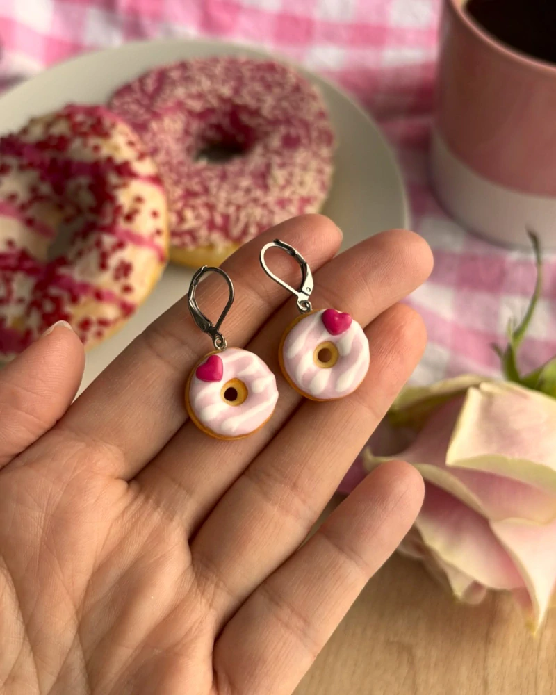 Donuty se srdíčkem (visací náušnice)