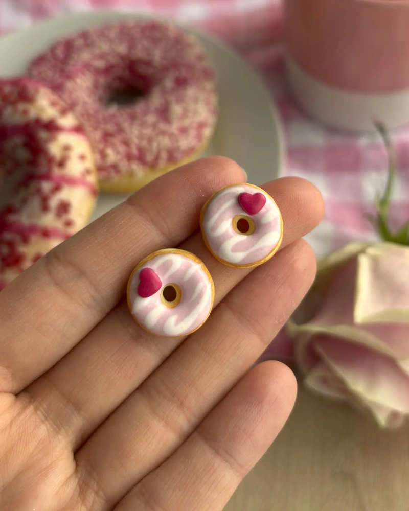 Donuty se srdíčkem (peckové náušnice)