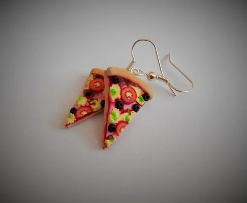 Pizza šunka-sýr-klasika (visací náušnice)