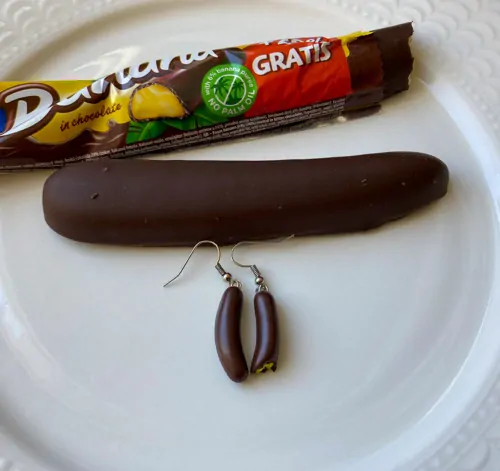 Banány v čokoládě (visací náušnice)
