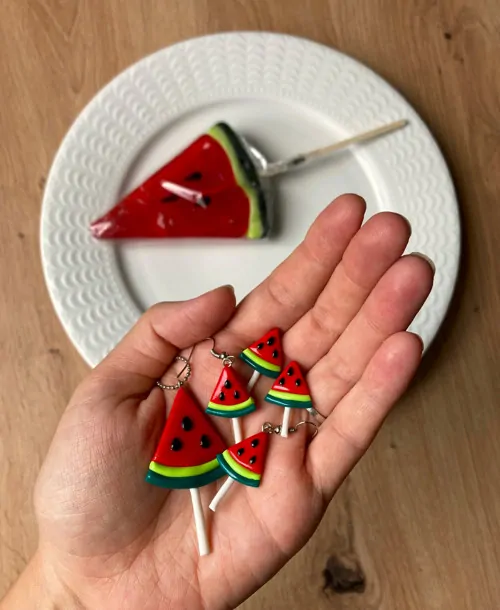 Melounová líza (peckové náušnice)