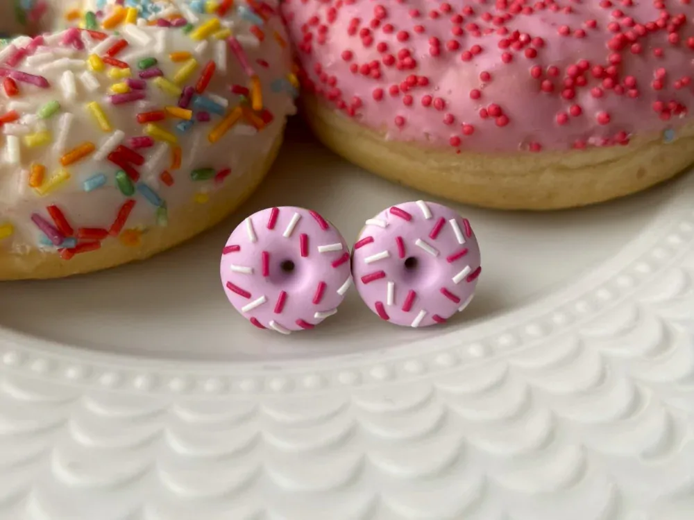 Donuty růžové (peckové náušnice)