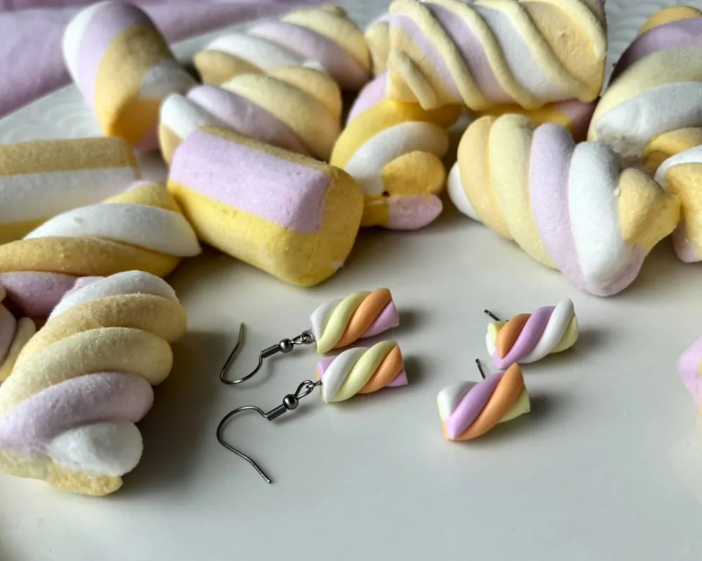 Sladké marshmallow (peckové náušnice)