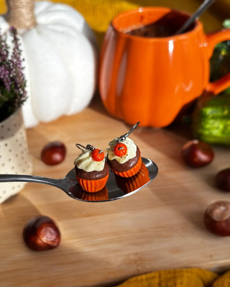 Dýňové cupcaky (visací náušnice)