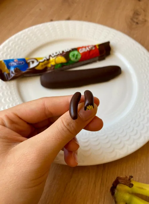 Banány v čokoládě (peckové náušnice)