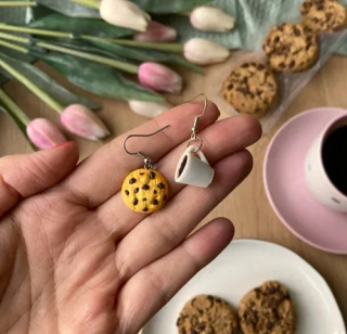 Cookies a kávička (visací náušnice)