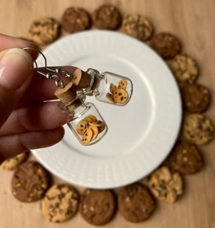 Cookies v minilahvičkách (visací náušnice)