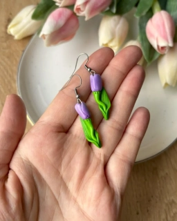 Tulipánky fialové (visací náušnice)
