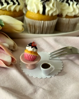 Náušnice DEWEWE cupcake a káva (peckové náušnice)