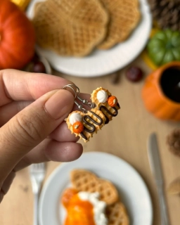 Dýňové waffle (visací náušnice)