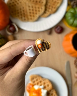 Dýňová waffle s kávou (peckové náušnice)