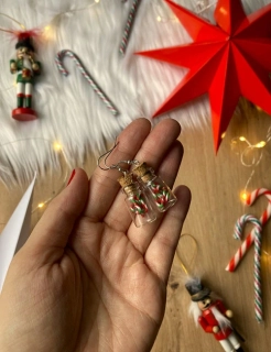 Vánoční lízátka v lahvi (visací náušnice) 