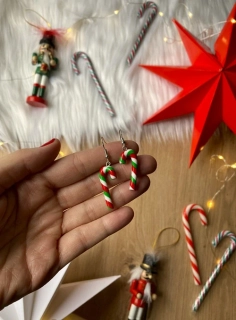 Vánoční lízátka (candy canes) (visací náušnice) 