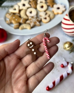 Perníček a candy cane (visací náušnice)